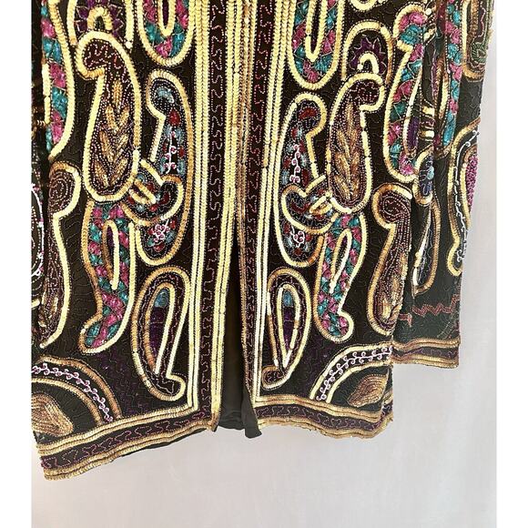 Laurence Kazar Vintage Silk Evening Tunic LARGE Beaded Sequined Glam EUC *READ - Picture 3 of 12